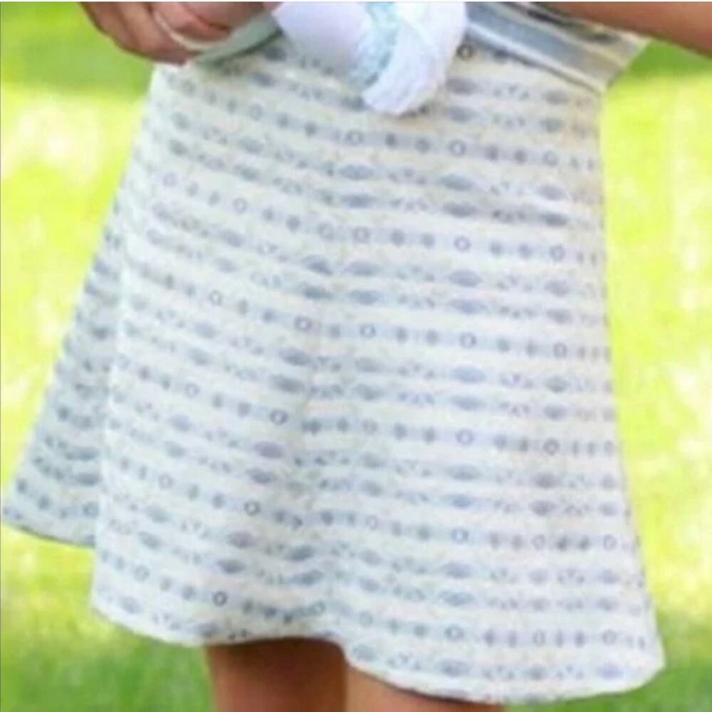 J Crew Blue White Jacquard Metallic Stripe Flare Mini Skirt 6 S Small
